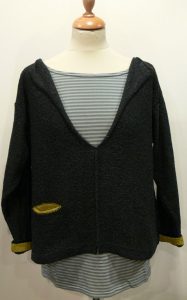 Carousel Short Tunic in graphite/sap knittted in silk/lambswool, designed and made in Orkney