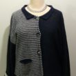 Aretha Short Jacket in midnight/ivory. Knitted in silk/lambswool. designed and made in Orkney.