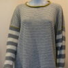 Rackwick striped medium tunic in dove/ivory/sap knitted in silk/lambswool