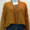 Norna short jacket in red cumin, knitted in lambswool/cashmere yarn, designed and made in Orkney