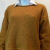 Norna short tunic in red cumin knitted in lambswool/cashmere yarn, designed and made in Orkney