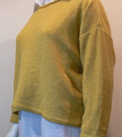 Norna short tunic in lemon, knitted in lambswool/cashmere yarn, designed and made in Orkney