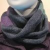Quernstone loop scarf in midnight/gentian/duckegg, knitted in 52% silk, 48% lambswool