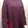 Calypso medium tunic in plum/cerise/teal. Knitted in silk/lambswool yarn, designed and made in Orkney